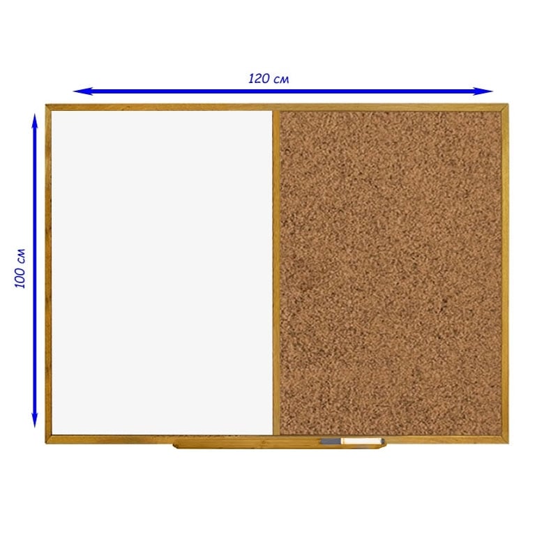 Дошка комбі пробкова/маркерно-магнітна з дерев'яною рамкою 120x100/60 см (tf1449) - фото 2