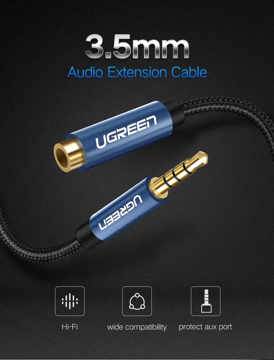 Аудиокабель UGREEN 3.5 мм папа-мама Hi-Fi minijack 0,5 м Синий (40672) - фото 9 Аудиокабель UGREEN 3.5 мм папа-мама Hi-Fi minijack 0,5 м Синий (40672) - фото 9