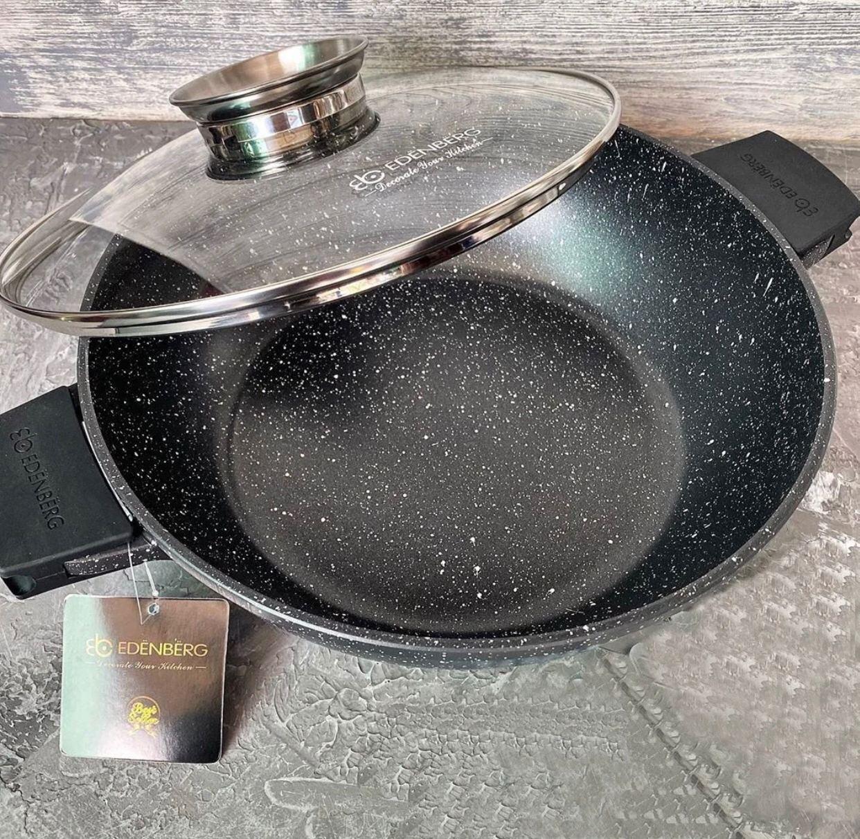 Котел-жаровня Edenberg EB-8134 с мраморным антипригарным покрытием 3,3 л 28 см - фото 2 Котел-жаровня Edenberg EB-8134 с мраморным антипригарным покрытием 3,3 л 28 см - фото 2