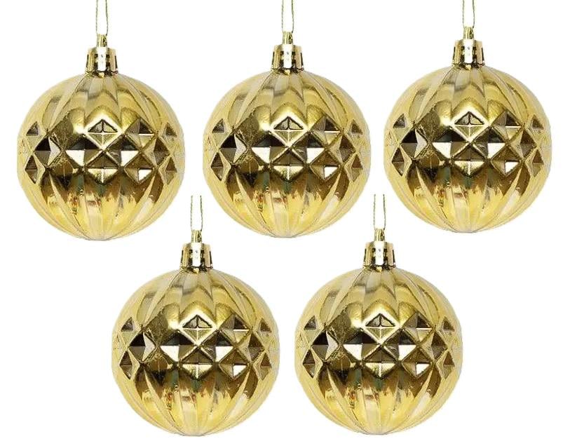 Шары новогодние МАГІЧНА-НОВОРІЧНА 9740 7 см 5 шт. Gold