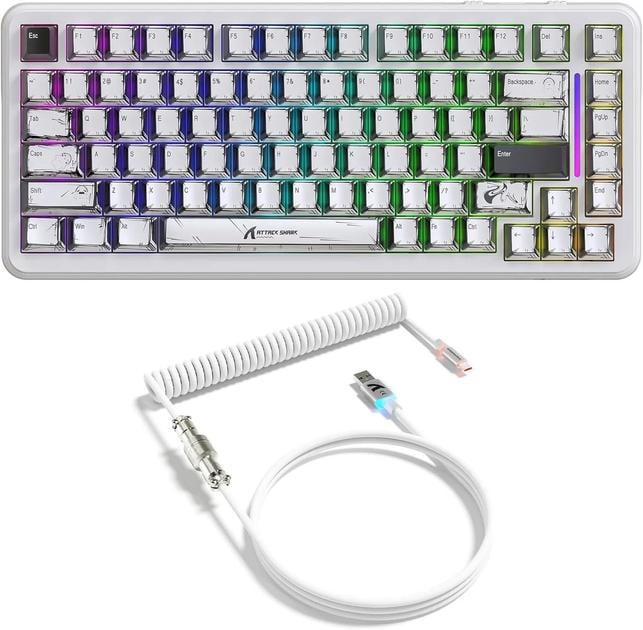 Клавіатура ігрова attack shark X82 PRO бездротова/магнітна/RGB-підсвічування Cosmic White (28780469) - фото 2 Клавіатура ігрова attack shark X82 PRO бездротова/магнітна/RGB-підсвічування Cosmic White (28780469) - фото 2