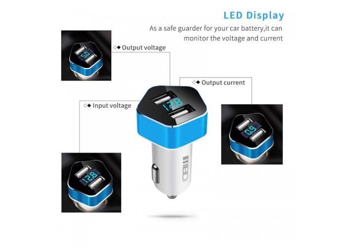 Автомобильное зарядное устройство Meidi Dual USB Smart LED - фото 3