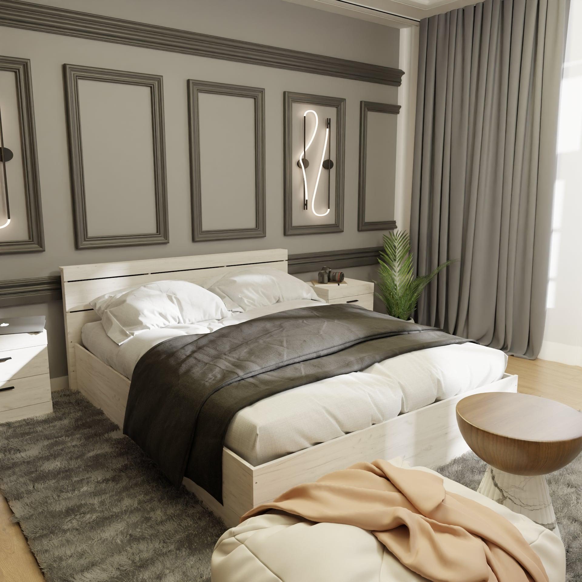 Кровать двуспальная Еверест Соната-1400 Крафт белый