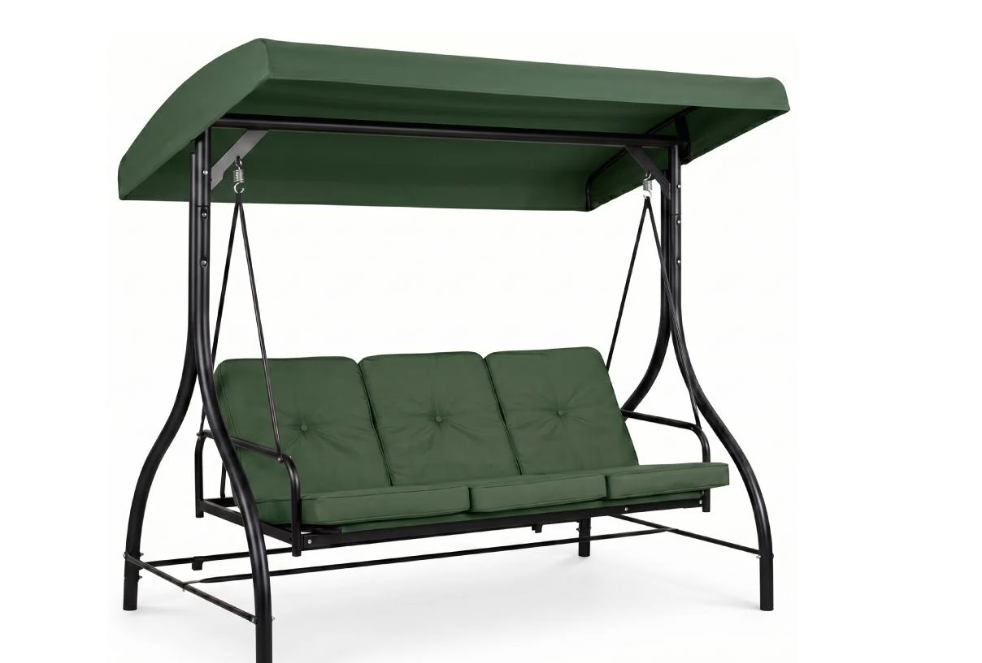 Садова гойдалка LEOBRO Luxury Pro з товстим матрацом Green (LB-1047)