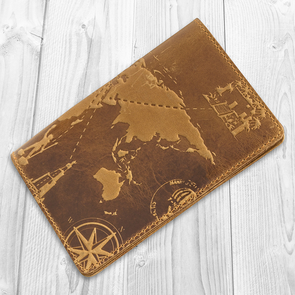 Обложка для паспорта коллекция 7 wonders of the world с отделом для ID документов Рыжий (PC-03-S17-1340-T002)