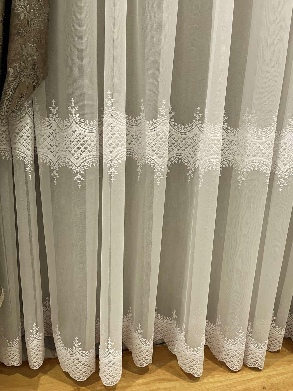 Тюль бамбук с вышивкой по низу 3х2,5 м 1 шт. Молочный (2969) - фото 3