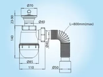 Випуск Soloplast К-1310 гайка 1 1/2" корка гофра 32/40/50 600 мм (SQ-1003943) - фото 2