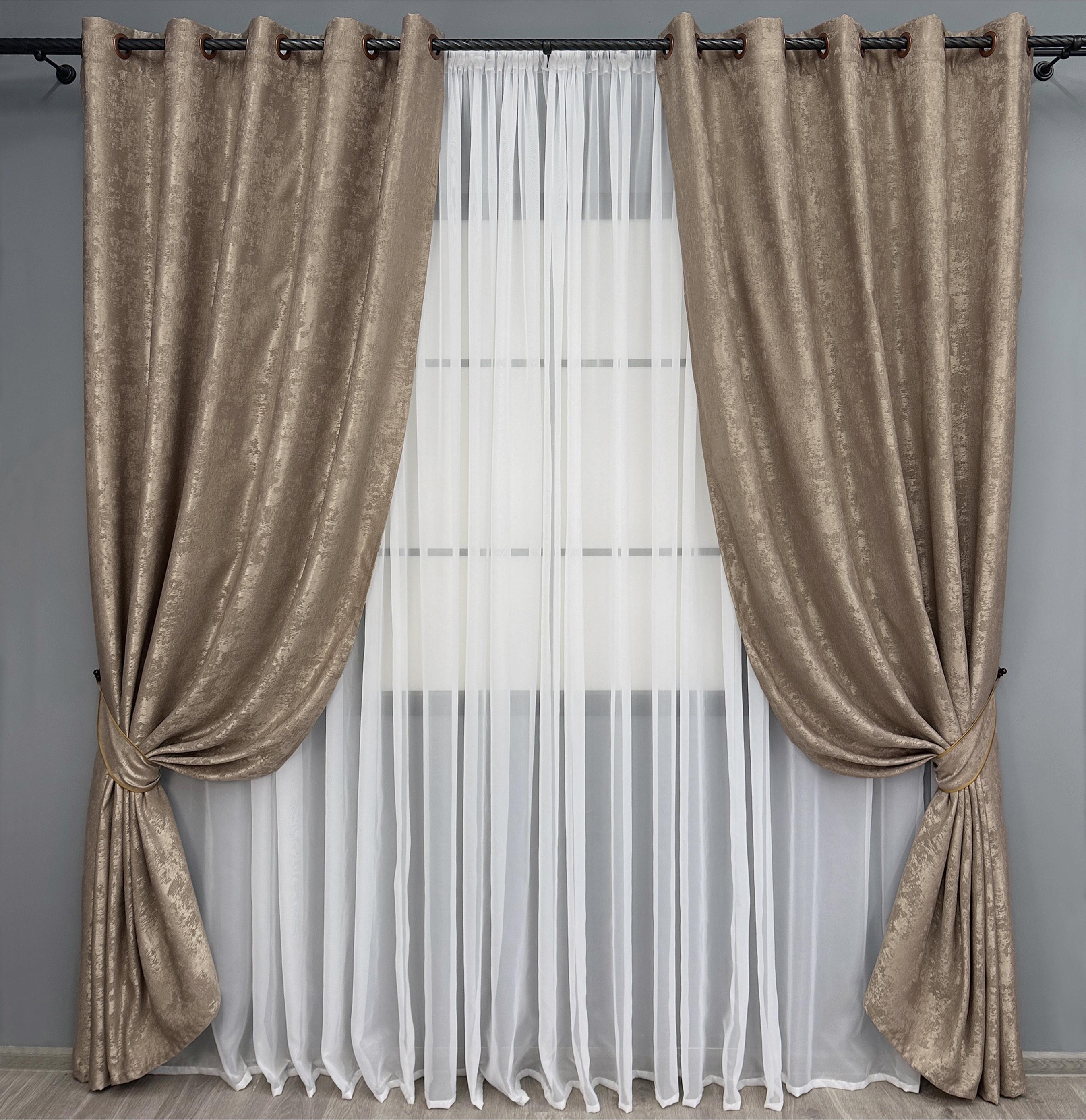 Комплект штор на люверсах VR-Textil Жаккард Sultan XO №1682ш 150х250 см 2 шт. Какао (37-0198)