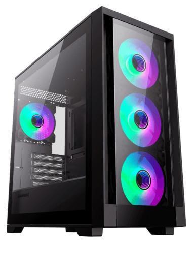 Корпус GameMax Defender TG черный, без БП, Mini Tower, Micro ATX / Mini ITX, 1xUSB 3.1, 2xUSB 2.0, 4x120 мм LED, 461x210х450 мм