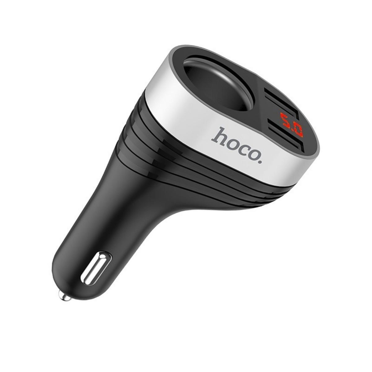 Зарядний пристрій автомобільний Hoco Z29 Regal digital display cigarette lighter car charger 2 USB 3.1 A Black (01232)