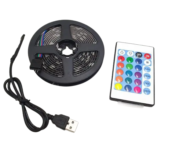 Стрічка світлодіодна LED RGB c bluetooth 5050 з пультом 7680 2 м (571589) - фото 1