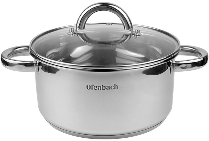 Каструля індукційна Ofenbach Casserole із нержавіючої сталі зі скляною кришкою 3 л (NB-100525)