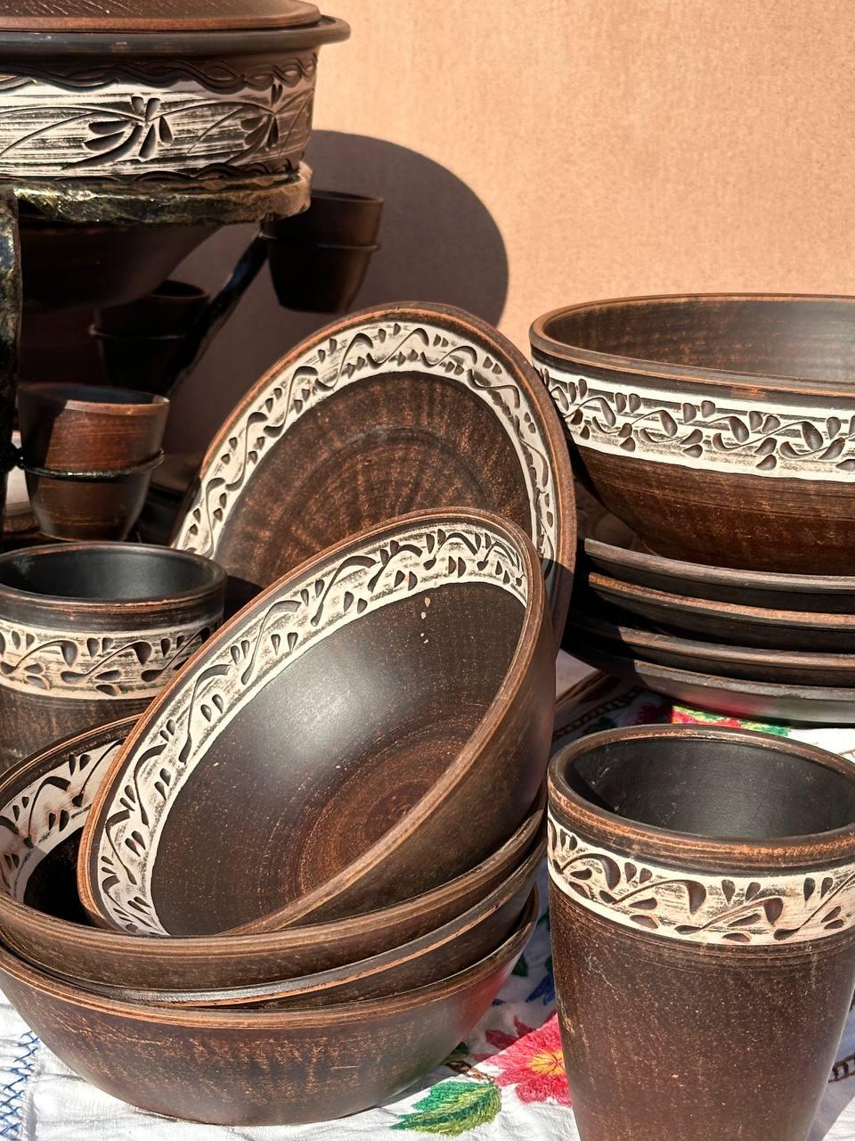 Набір столового посуду із червоної глини Шашличниця ангоб (2559284510) - фото 6