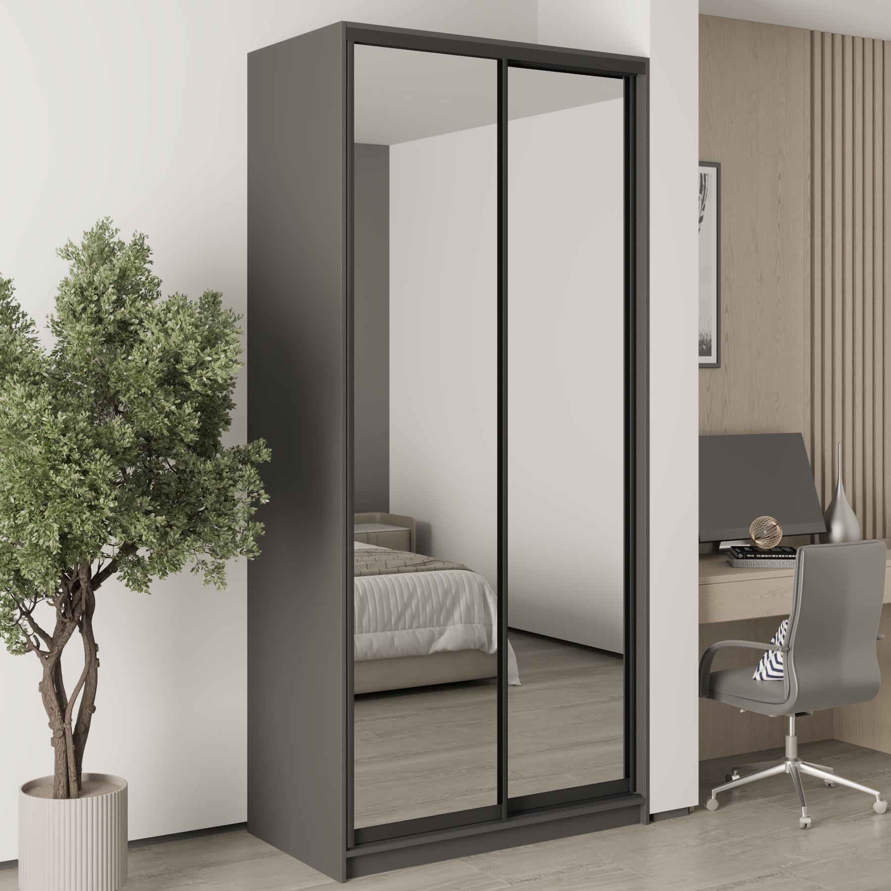 Шкаф-купе двухдверный MebelStar Стандарт BG 2 зеркала 110x60x240 см Антрацит (MBS-10364)