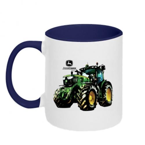 Чашка керамическая двухцветная John Deere Tractor and logo 320 мл Синий/Белый (11236835-19-169142)