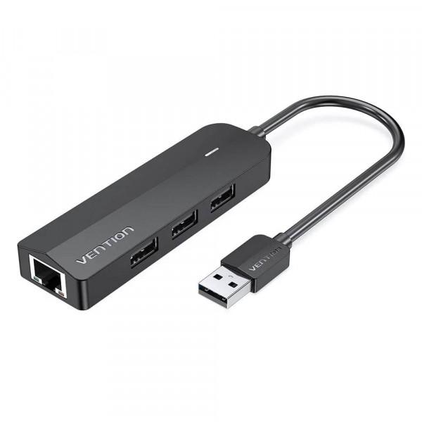 USB-хаб Vention 3xUSB Type-A 2.0 RJ45 Black (CHPBB)
