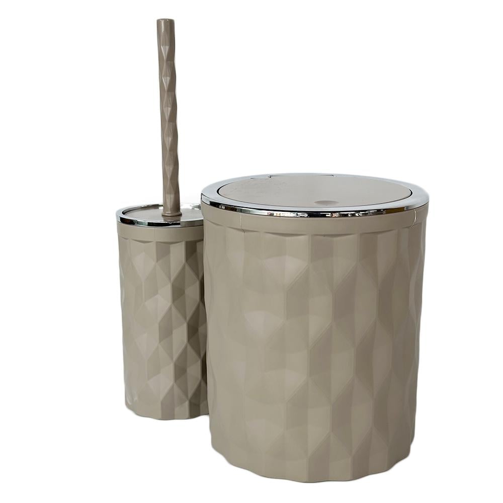 Набір аксесуарів Okyanus Diamond 2в1 відро/ йоржик круглий ободок Хром/Мокко