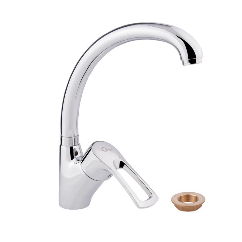 Кухонный смеситель однорычажный Q-tap Hansberg QTHANCRM007F Хром (48132)