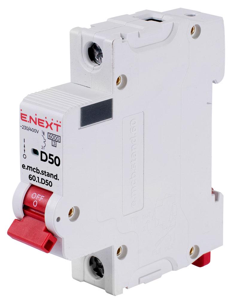 Автоматический выключатель E.NEXT e.mcb.stand.60.1.D50 1P 50А 6кА D (s026115)