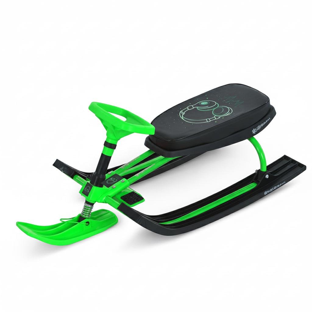 Снегокат MS 1778-11 низкая рама/сиденье из экокожи 45х21 см/руль металлопластик Черно-зеленый (30268721) Снегокат MS 1778-11 низкая рама/сиденье из экокожи 45х21 см/руль металлопластик Черно-зеленый (30268721)