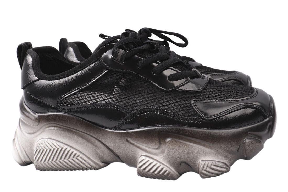 Кроссовки женские Farinni из кожи на низком ходу на шнуровке р. 37 Черный (153-21LK)