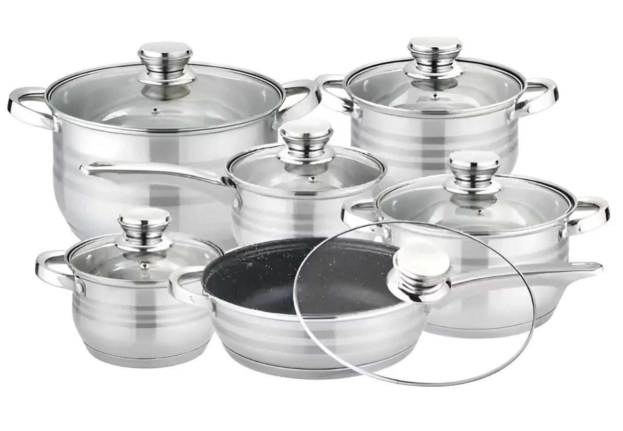 Набор кастрюль с крышками Grandhoff из нержавеющей стали 12 пр.