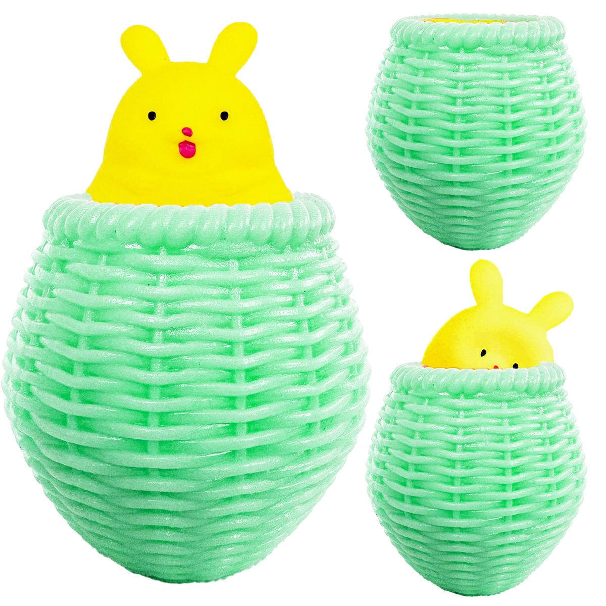 Игрушка антистресс Зайчик в корзине 10 см Green/Yellow - фото 3