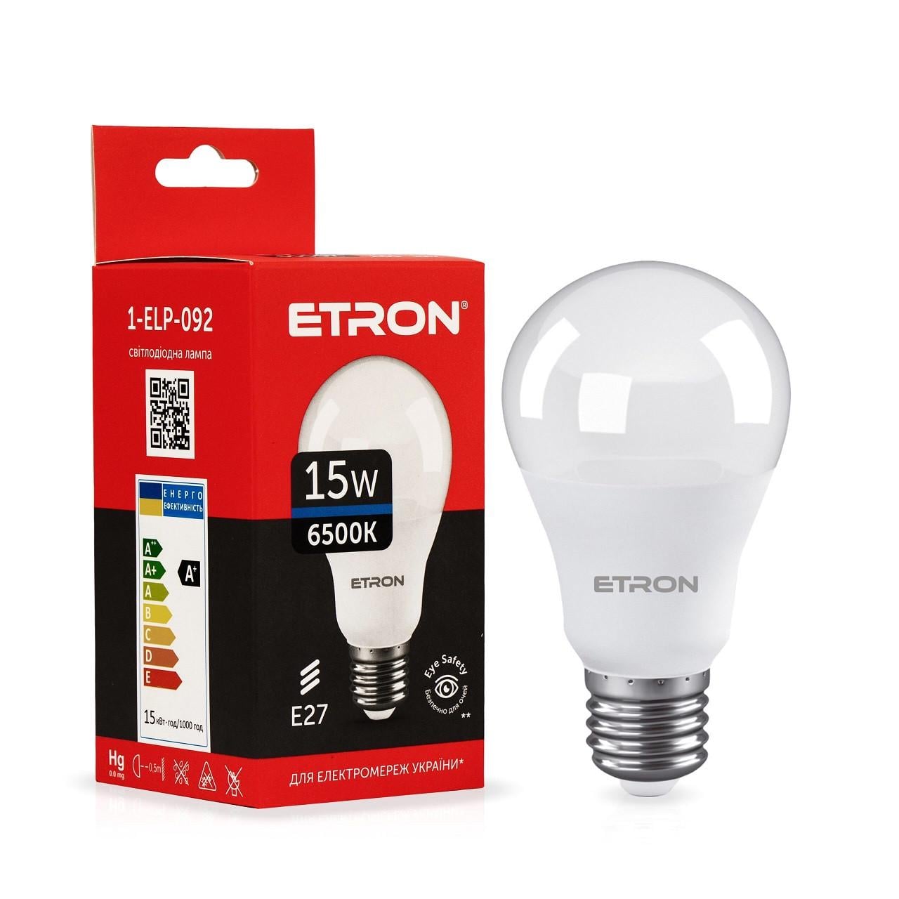 Лампа LED ETRON Light 1-ELP-092 15W E27 A65 6500K 220V