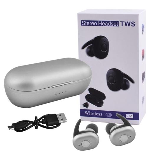 Беспроводные наушники DT1 TWS Bluetooth с кейсом Silver