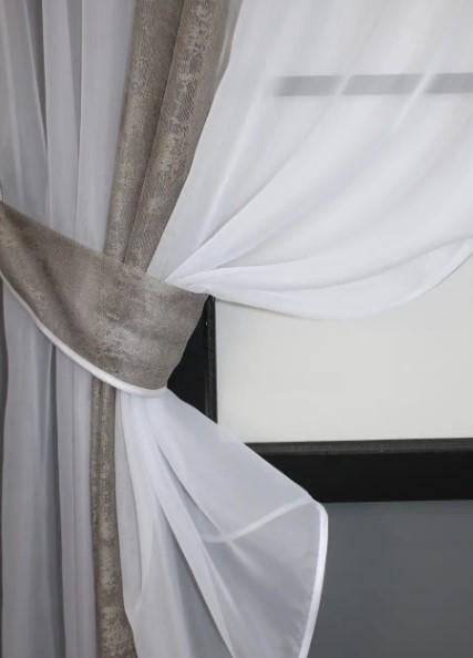 Комплект штор на кухню 340х170 см Белый/Какао (113к) - фото 3 Комплект штор на кухню 340х170 см Белый/Какао (113к) - фото 3