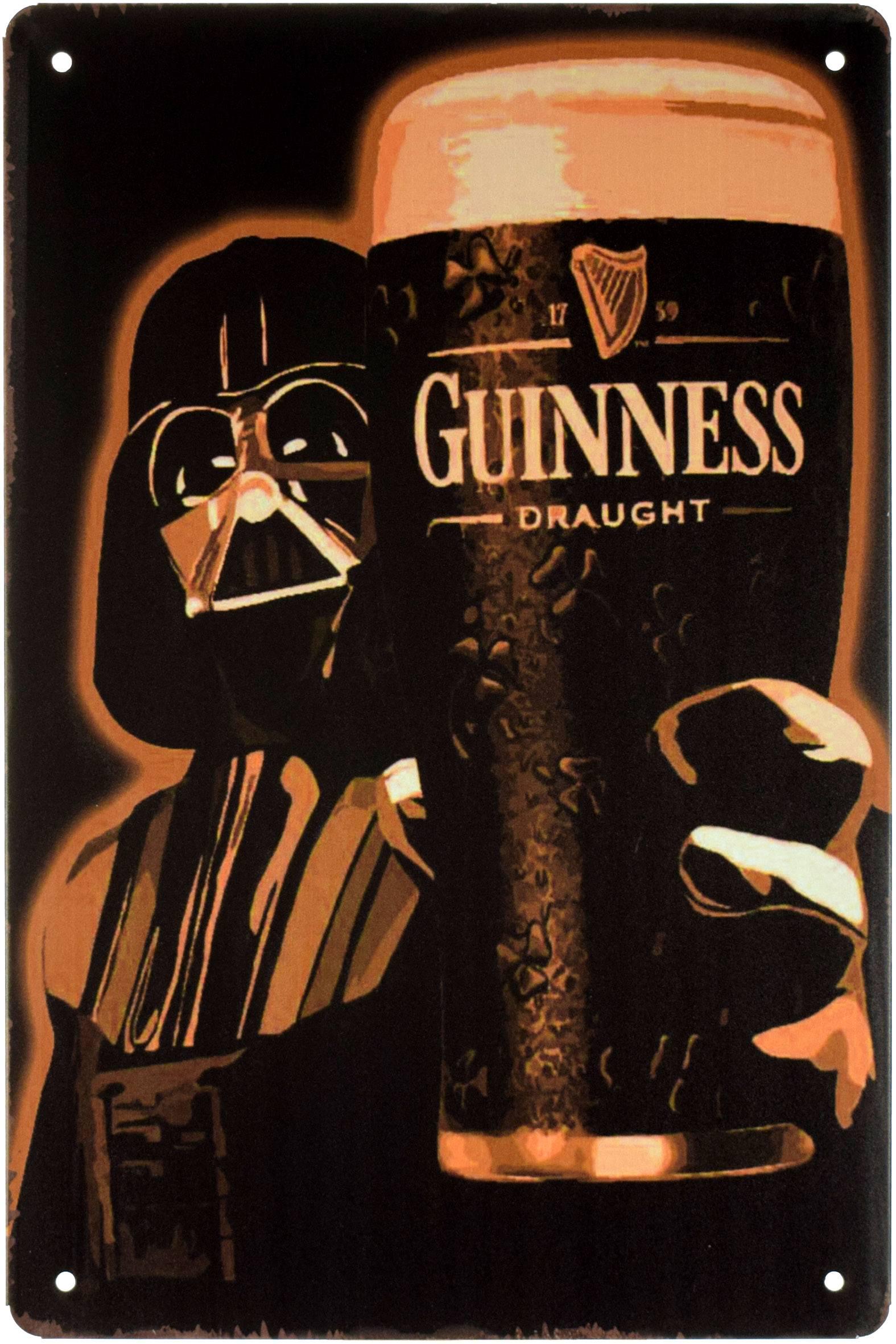 Табличка металлическая Guinness Draught Дарт Вейдер 20x30 см