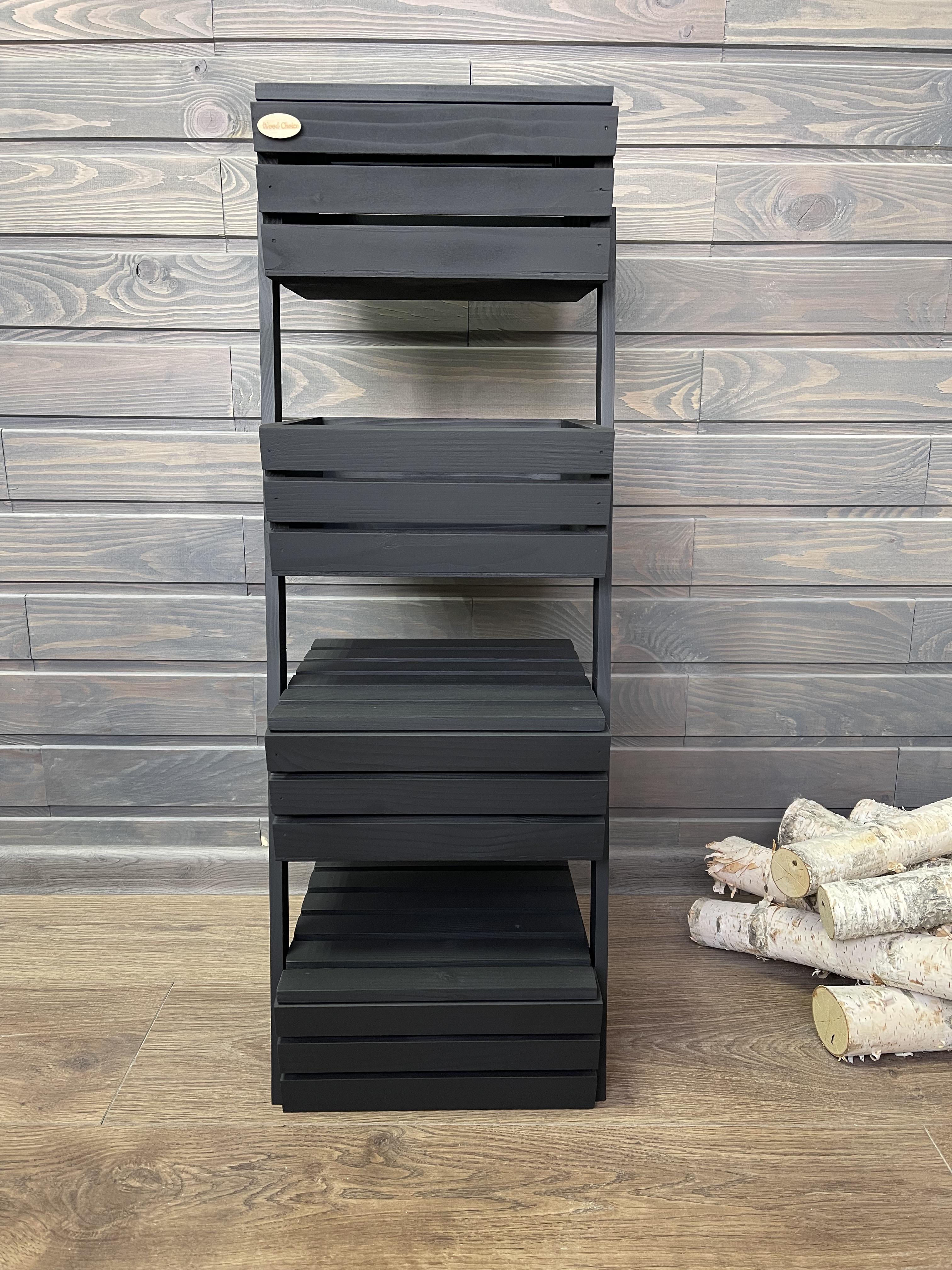 Ящик-стеллаж для хранения деревянный 4 яруса с крышками Черный (id_2321) - фото 7 Ящик-стеллаж для хранения деревянный 4 яруса с крышками Черный (id_2321) - фото 7