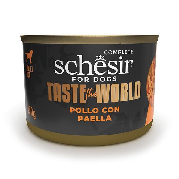 Корм влажный для собак Schesir Wet Taste the World Chicken with Paella курица с паэльей консервы в бульоне 150 г (122520)