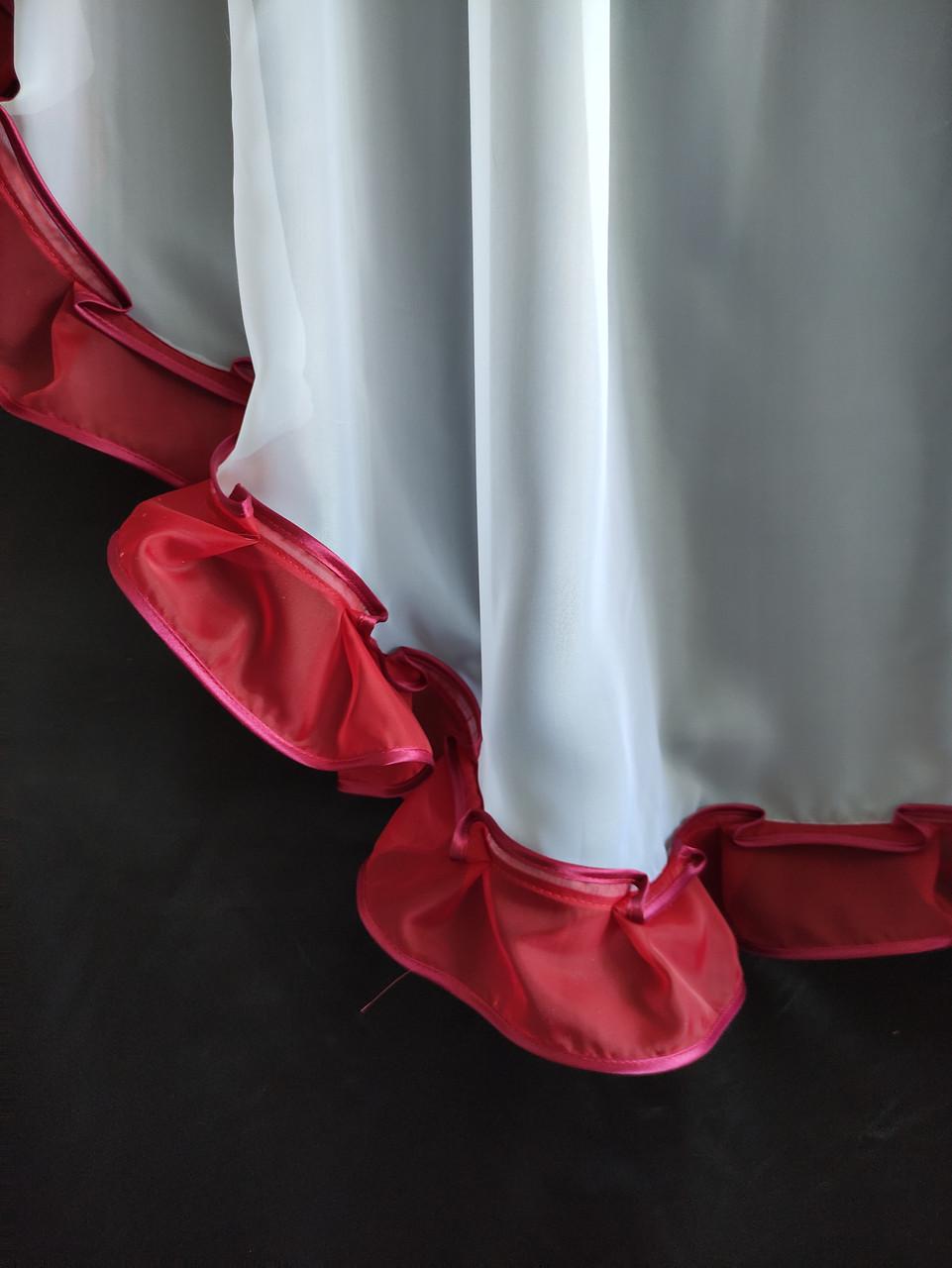 Тюль кухонная Ирис из двух частей органза и шифон 300х140 см. Белый с красным (уо-002) - фото 3 Тюль кухонная Ирис из двух частей органза и шифон 300х140 см. Белый с красным (уо-002) - фото 3