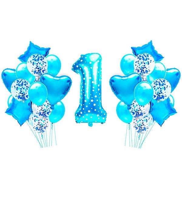 Праздничный набор воздушных шаров One Year 29 пр. Голубой