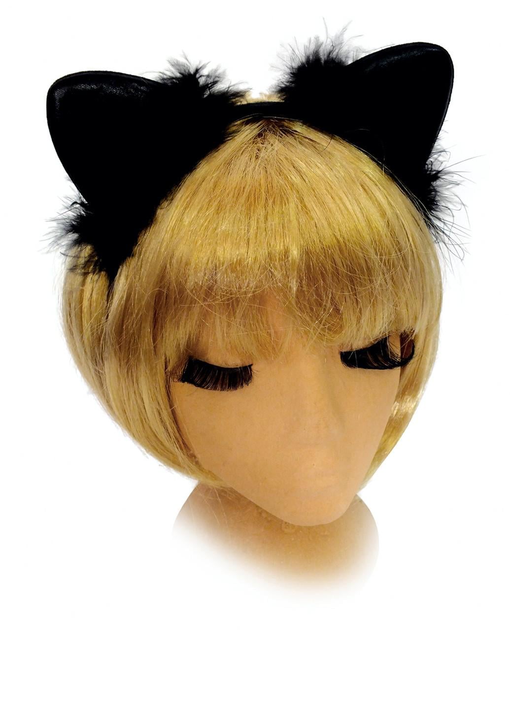 Ушки Кошка с пухом (17-285BLK)