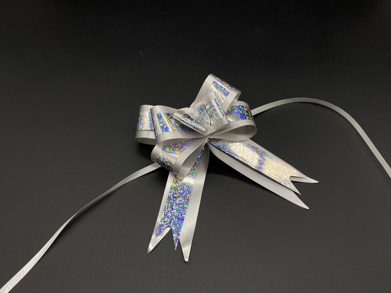 Бант подарочный на затяжках в разноцветный мелкий горошек 9х4 см (1216054670)