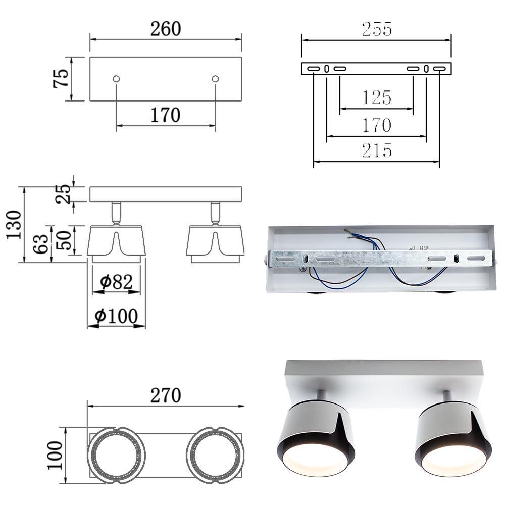 Світильник точковий ESLLSE TELA 2R DL GX53 270x100x135 мм Біло-чорний (10533) - фото 4 Світильник точковий ESLLSE TELA 2R DL GX53 270x100x135 мм Біло-чорний (10533) - фото 4
