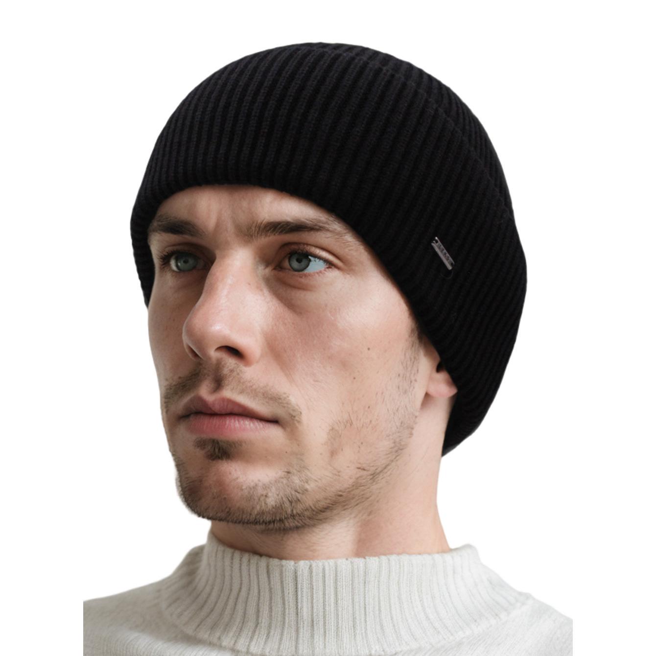 Шапка мужская с отворотом Leks ТРЕВЕЛ шерстяная универсальный Черный (295389)