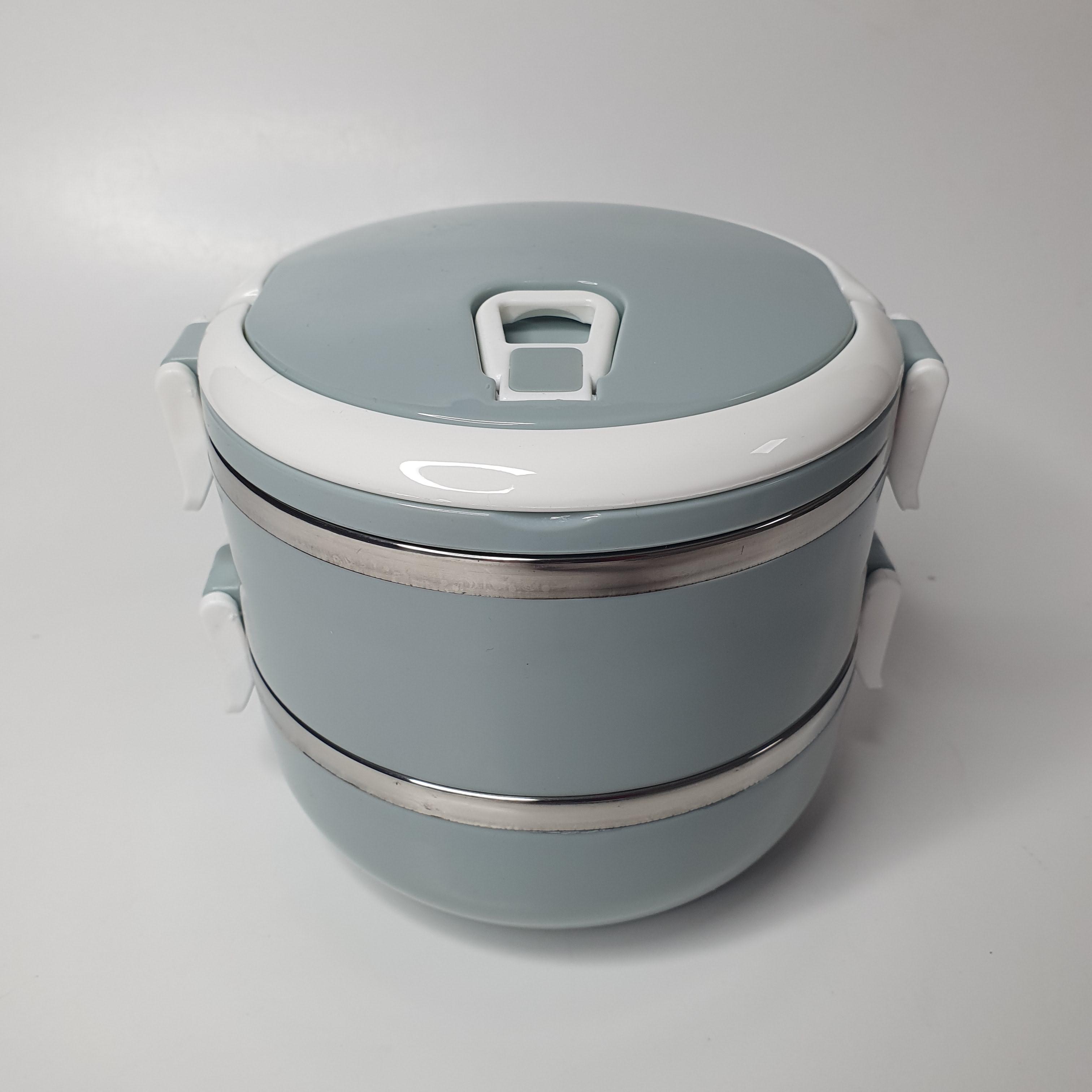 Термоконтейнер двойной из нержавеющей стали круглый с ручкой в ​​две секции 14 л (EM-3515-Mintcolor)