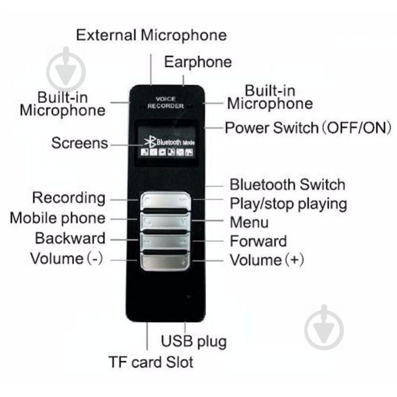 Bluetooth диктофон для запису телефонних розмов з мобільного телефону HNSAT DVR-188 8 Гб (100667) - фото 5