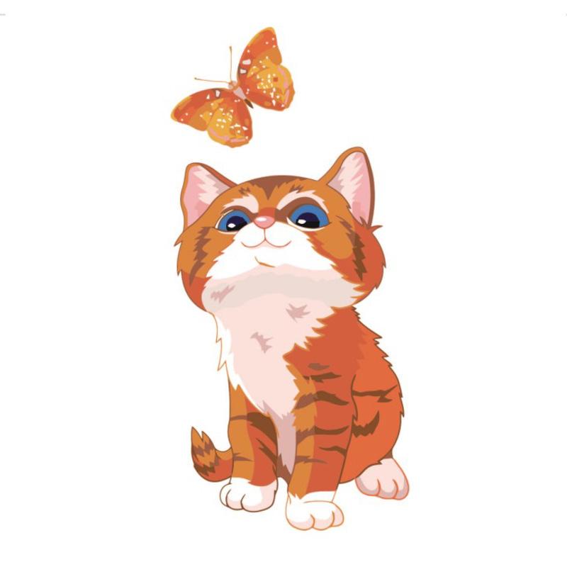 Картина по номерам Strateg Интересный котенок 30x30 см (ES011)