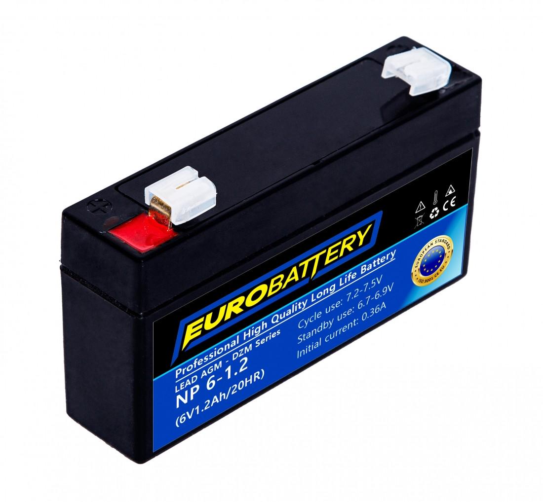 Аккумулятор для ИБП EuroBattery AGM NP 6-1.2 DZM 6V 1,2 Ач (782) - фото 1