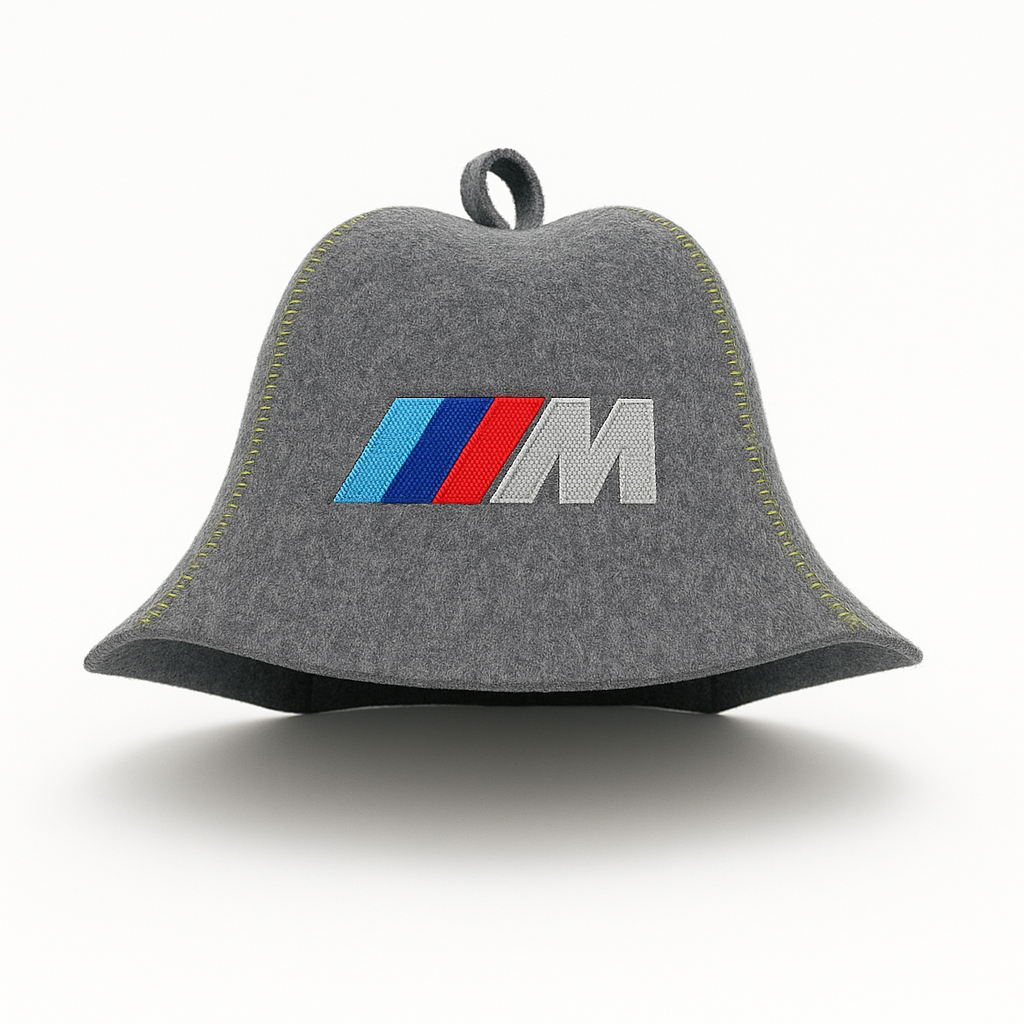 Шапка для бани Luxyart BMW М натуральный войлок Серый (XL-218)