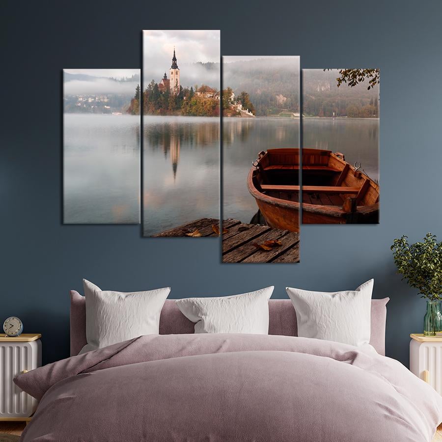 Картина природа Місто на великому озері 129x90 см (A1075-4)