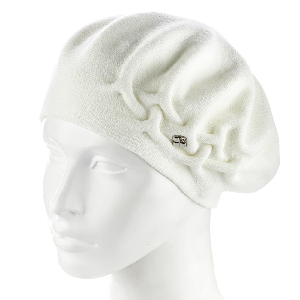 Берет подвійний жіночий збоку з візерунком Zolly ZH258 Молочний