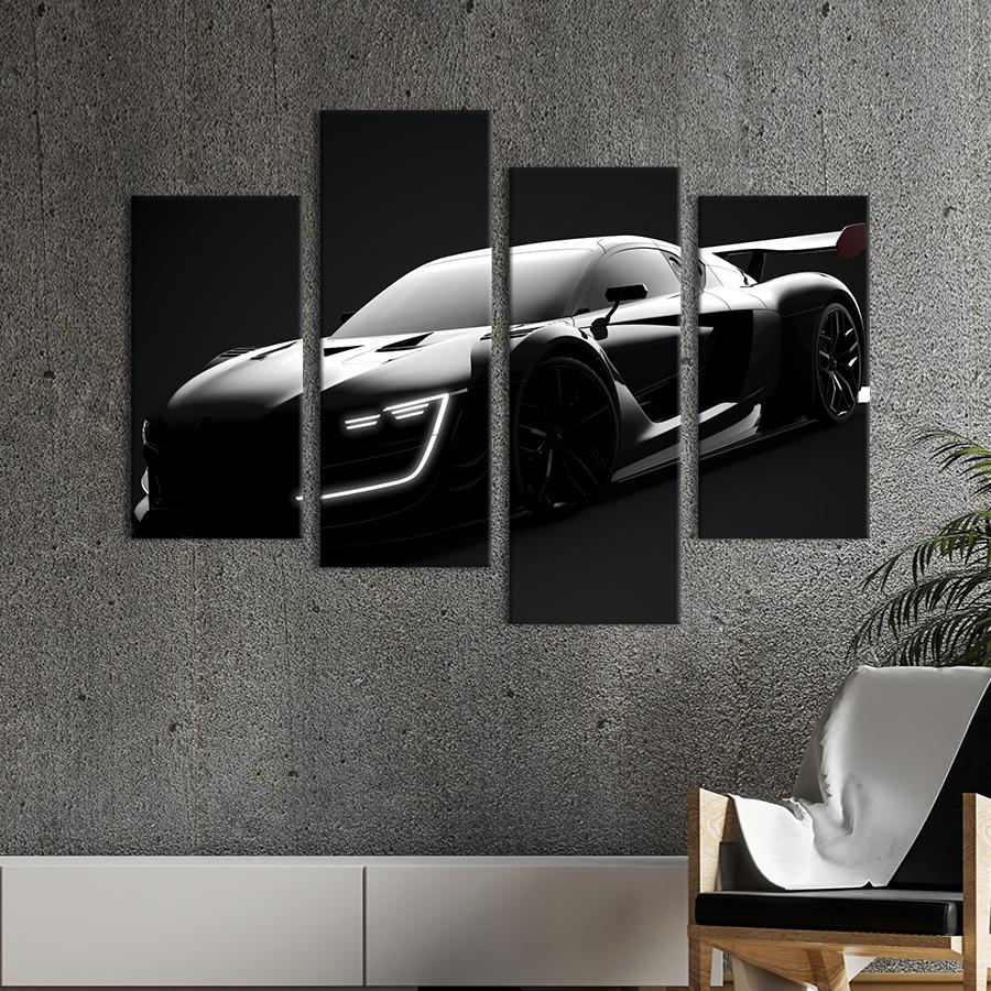 Картина на холсте Стильный чёрный автомобиль 129x90 см (1293-42)