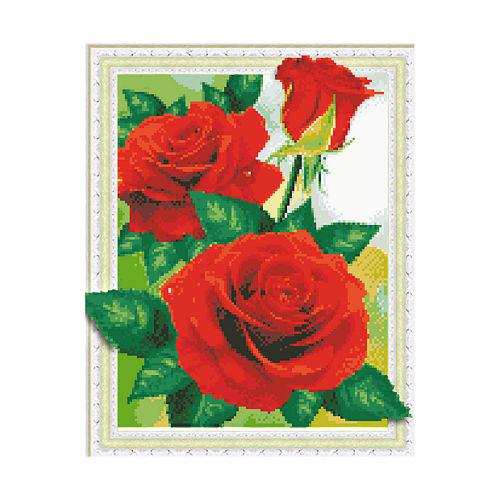 Алмазная мозаика FT30037 Красные дикие розы 40x50 см