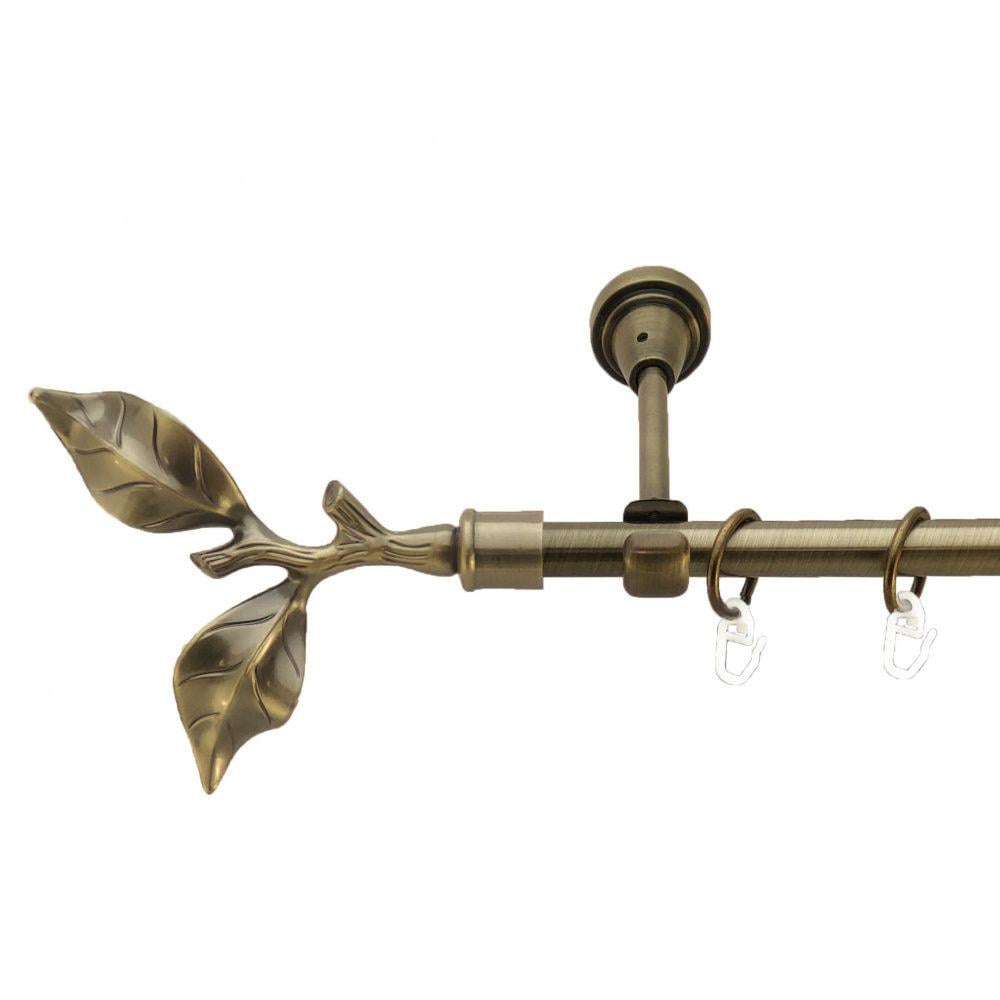 Карниз металлический Orvit Листок Розы однорядный открытый/гладкая труба/кольцо металлическое Антик 16 мм 160 см (3327888) - фото 1
