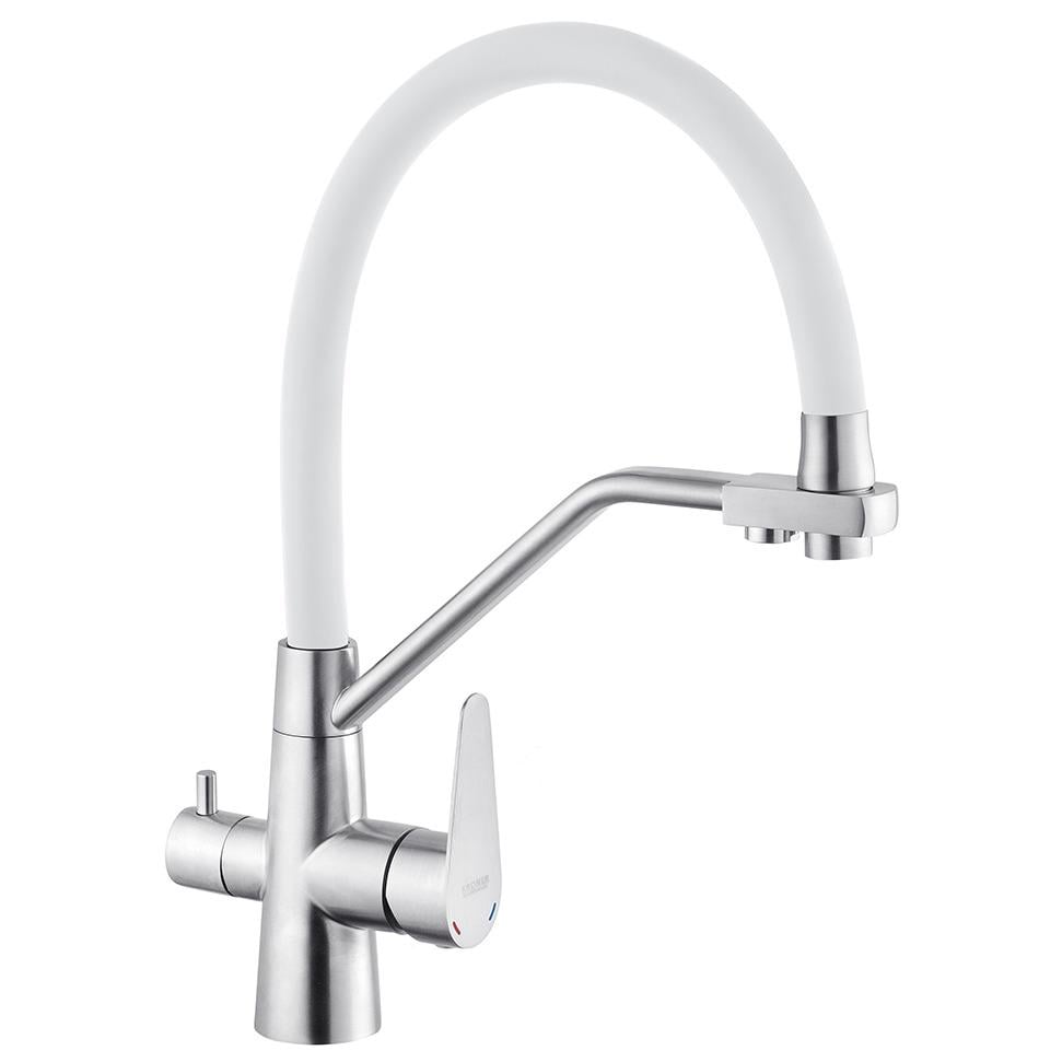 Смеситель для кухни KRONER KRP Edelstahl Klassisch-ESG03817WHI CV027938 на две воды Белый (159235)